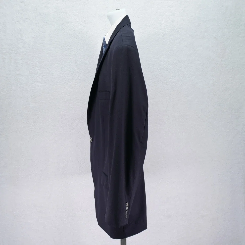 Calvin Klein Wool Blue Silver Button‎ Blazer 46L 2 Button